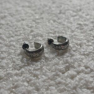 Amazon Silver-Tone Engraved Cuff Hoop Earrings